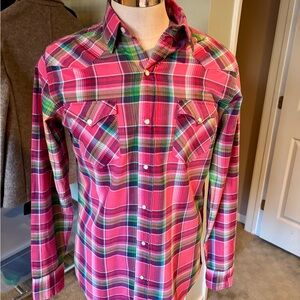 Polo by Ralph Lauren Pink & Green Plaid Western Button-Down Shirt